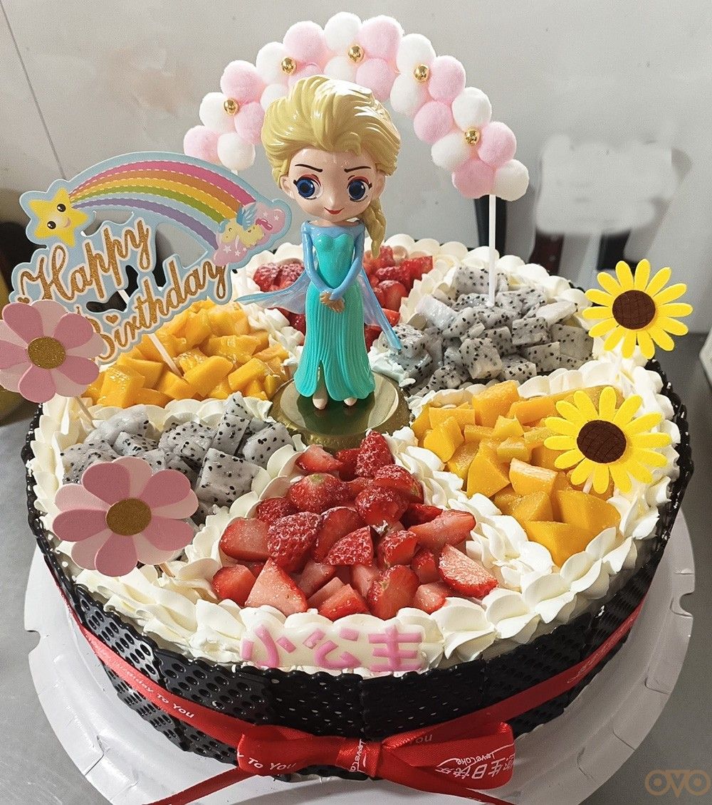 生日蛋糕 白雪公主款 单层生日蛋糕 多水果蛋糕
