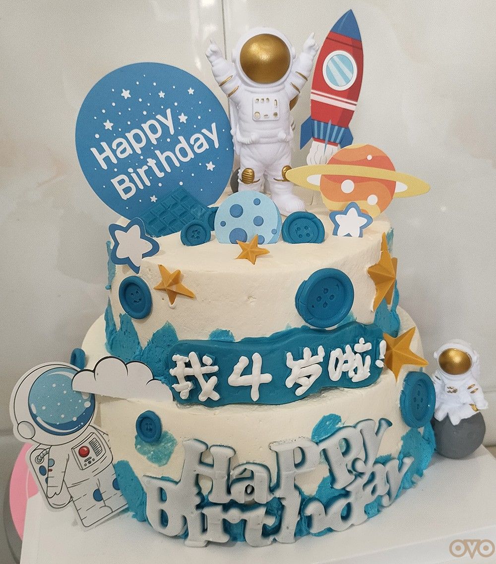 生日蛋糕 太空星球款 火箭航天员 宇航员 双层生日蛋糕 水果夹心 高品质蛋糕