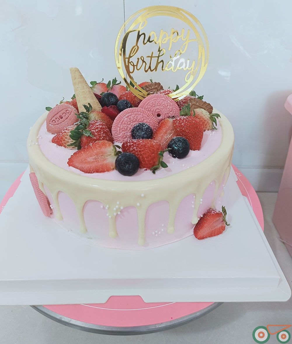 生日蛋糕 粉红色 公主款 草莓  带夹心 单层生日蛋糕 高品质蛋糕