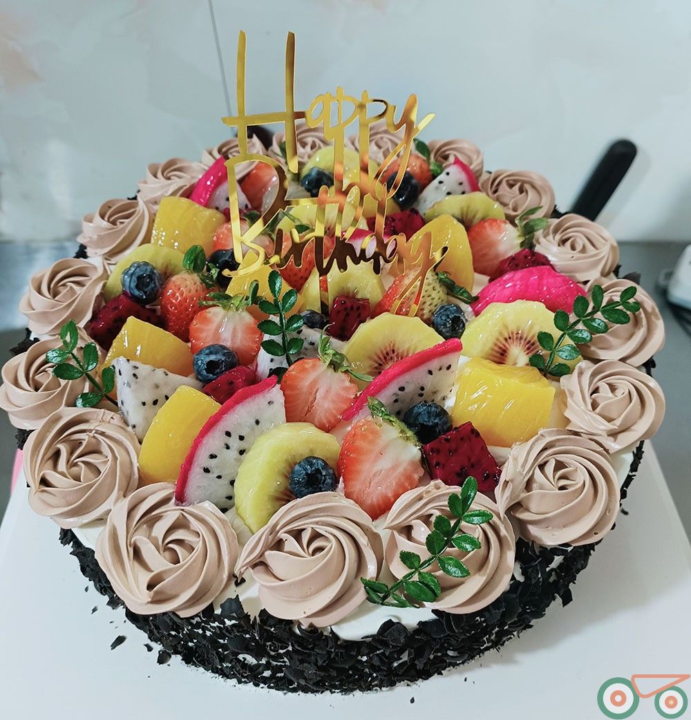 生日蛋糕 情侣花边款  多水果  火龙果 黄桃 草莓   带夹心 单层生日蛋糕 高品质蛋糕