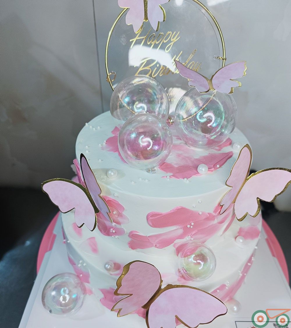 生日蛋糕 蝴蝶青春款  粉色年华 珍珠光亮 带夹心 单层生日蛋糕 高品质蛋糕