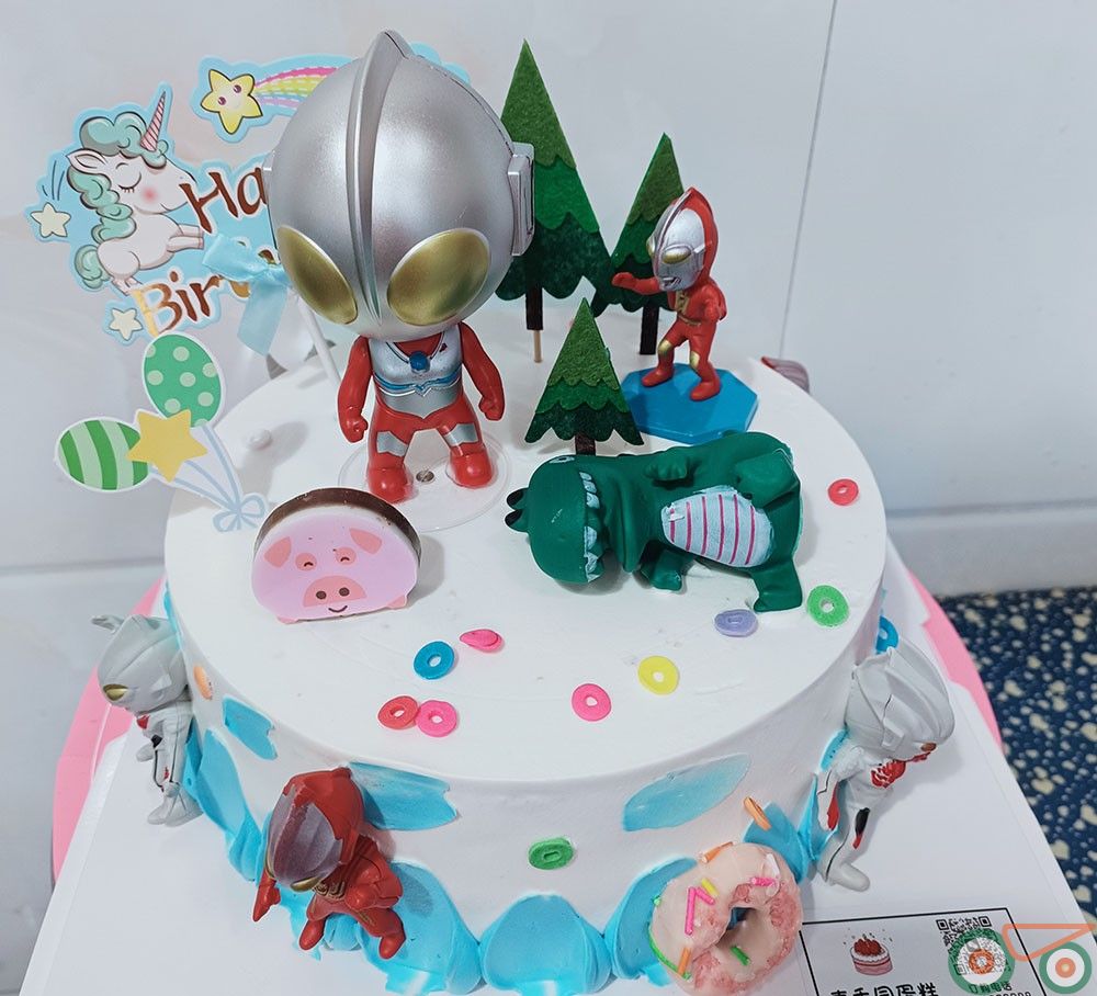 生日蛋糕 奥特曼 玩具 心心相印 开心萌萌款 水果夹心  单层生日蛋糕  高品质蛋糕