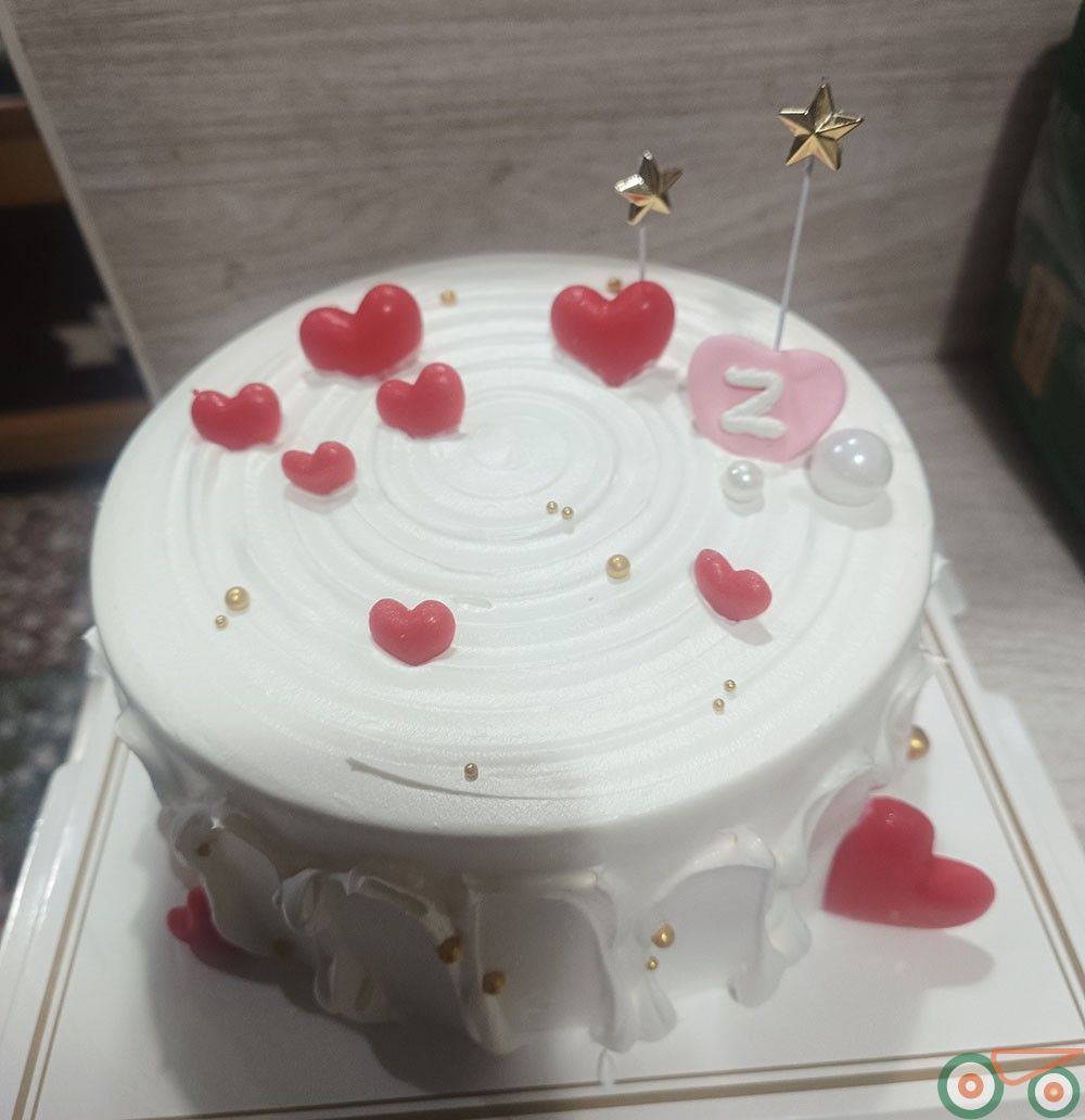 单层生日蛋糕  红心星星闪耀 快乐成长 天天开心 带夹心 单层生日蛋糕 高品质蛋糕